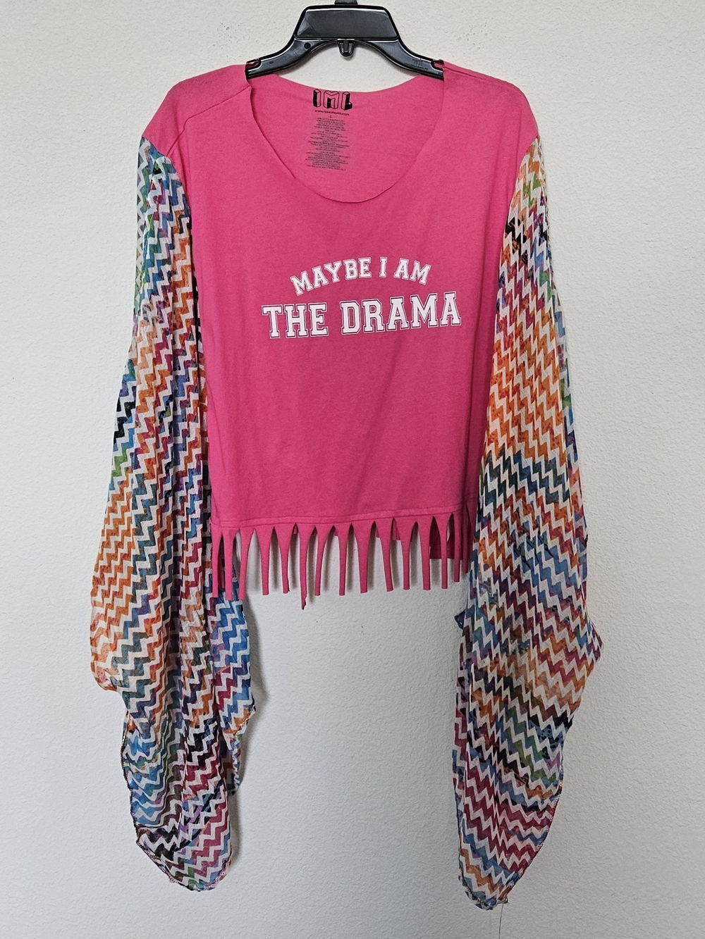 Upcycled Hot Pink Winged Boho Shirt/ Poncho